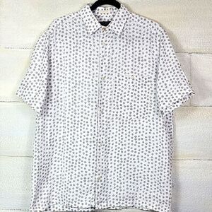 Ted Baker 100% linen White and Gray Polka Dot Shirt. Size 4 = size L